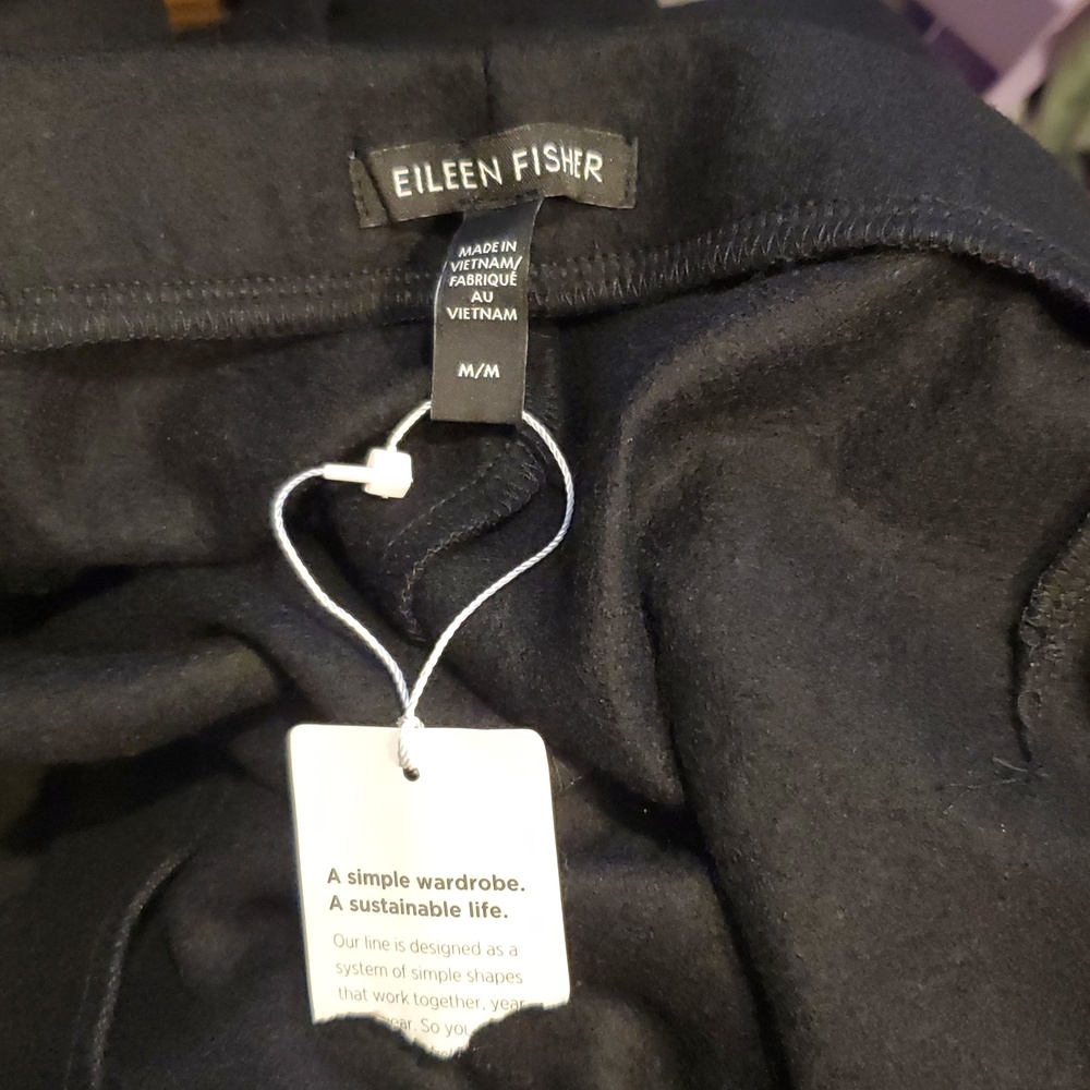 Eileen Fisher Wool Wide Leg Pants In Black Size M NWT'S - Picture 8 of 10
